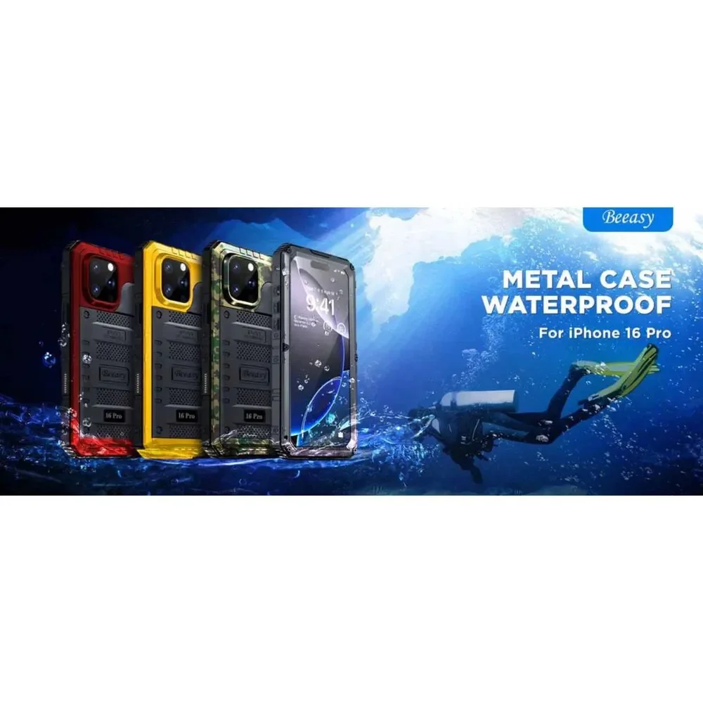 Beeasy iPhone 16 Pro Waterproof Case Heavy-Duty Shockproof Rugged Cover Yellow